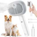 Pecute Steam Cat Brush, Self-Cleaning Cat Steam Brush with 2 Water Spray Modes, Large Capacity Tank, Dog Brush for Shedding Massaging Grooming, Cool Mist Only