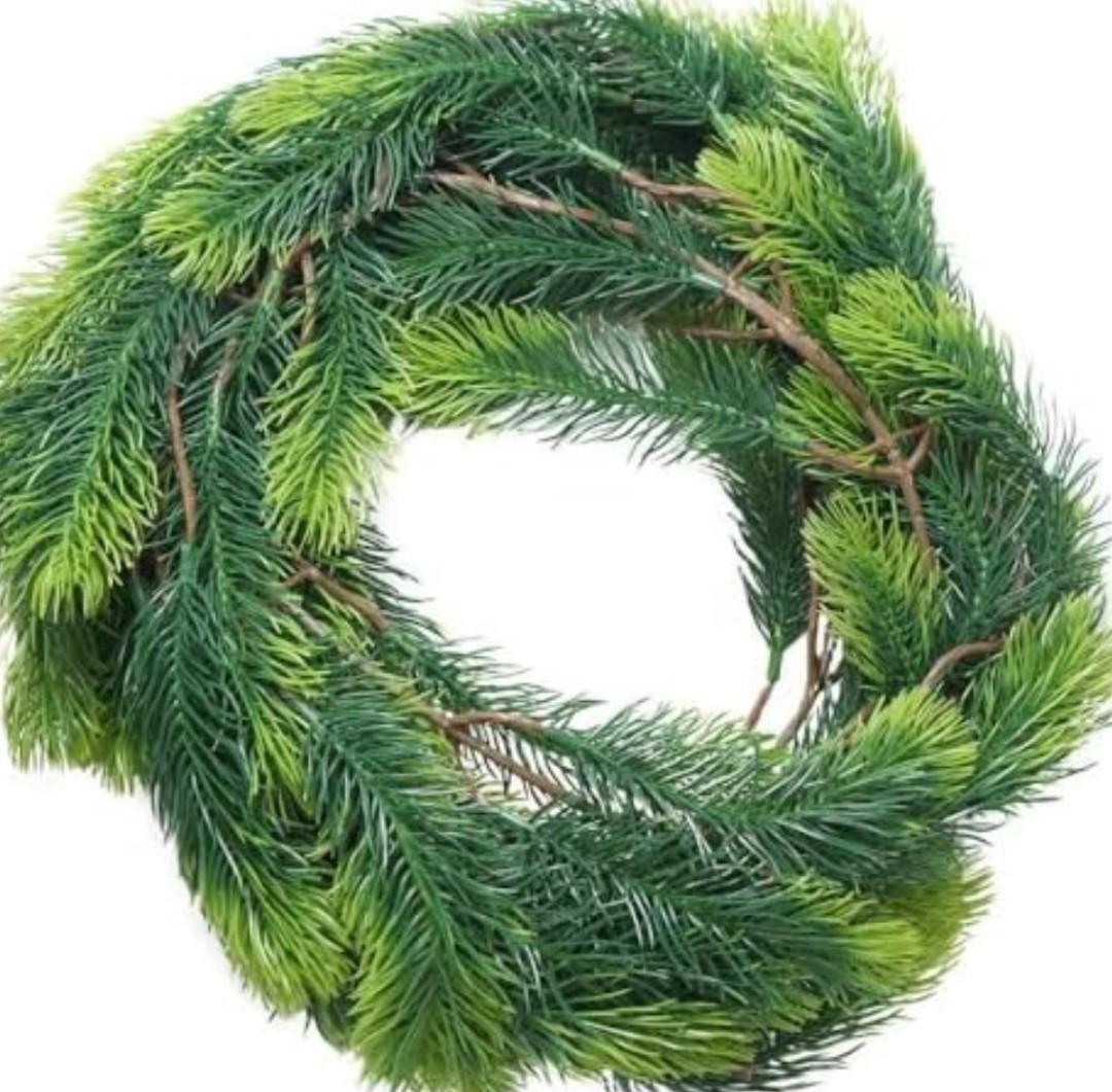 24 Inch Christmas Wreath Artificial PE Pine Wreaths Front Door Hanging Decor for Windows Xmas Winter Indoor and Outdoor Wreath