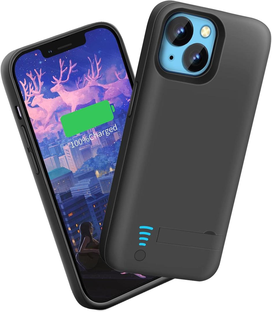 Sitong Battery Case for iPhone 14, 5000mAh Rechargeable Extended Battery Charging/Charger Case, Add 100% Extra Juice (6.1 inch) Black