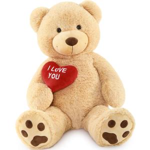 MaoGoLan Big Teddy Bear Stuffed Animal, Soft and Cuddly Giant Teddy Bear Plush with I Love You Red Heart,Valentines Gift for Kids,Girlfriend,Boyfriend,Lover, 36 inches (Brown)