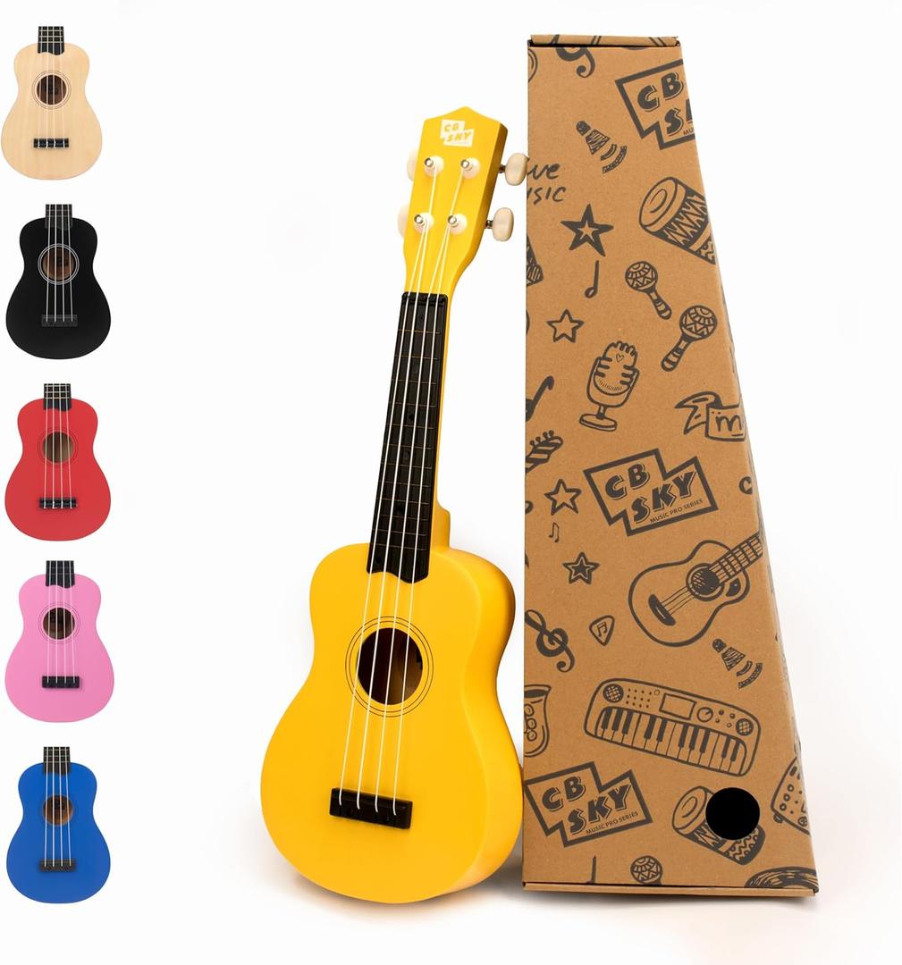 Soprano Ukulele 21"/53cm for kids, beginners and students (Yellow)