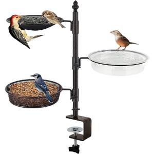 Balcony & Porch Deck Railing Bird Feeder - 3 Tray, Bath Spa, Great for Attracting Wild Bird