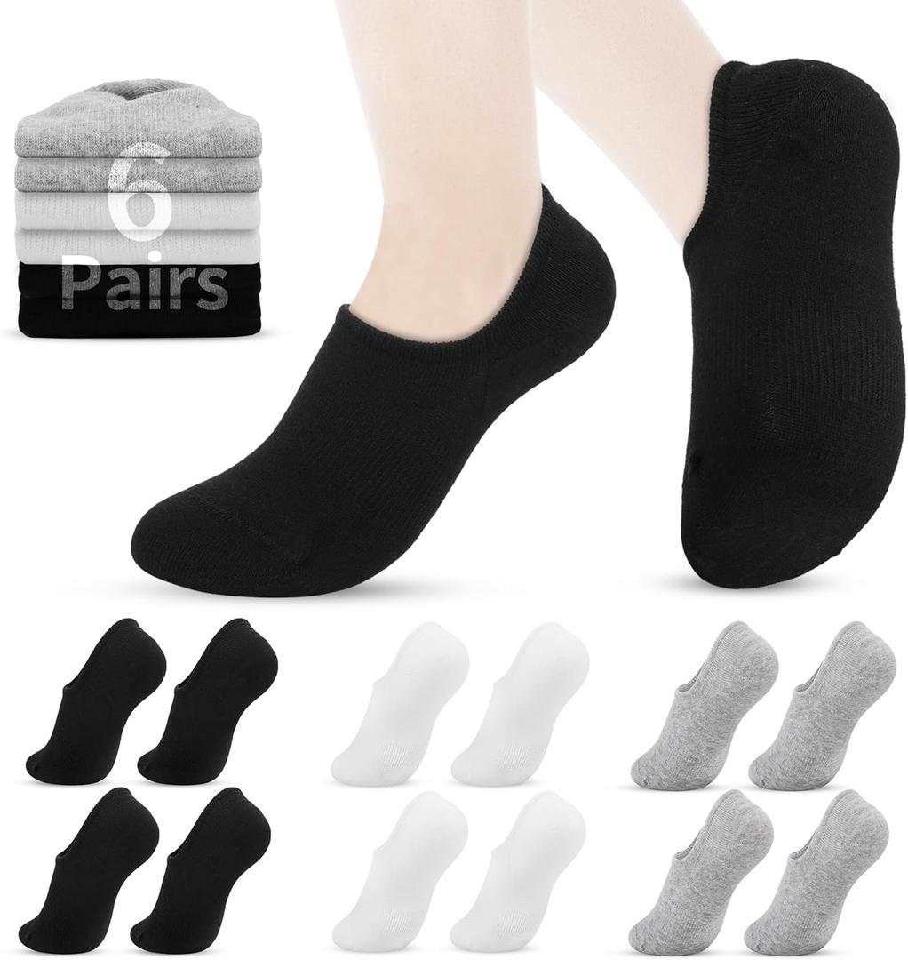 2 x VOROLO No Show Socks for Womens,Low Cut Ankle Non Slip Flat Boat Invisible Liner Cushion Athletic Socks (Black)