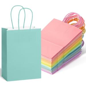 Mr. Pen- Paper Gift Bags with Handles, 32 Pack, 8.3" x 5.9" x 3.1", Pastel Paper Easter Gift Bags with Handles Bulk, Ideal for Gifts, Weddings, Baby Showers, Birthdays, Shopping, Retail Merchandise