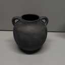 PORCER Ceramic Rustic Vase for Home Decor, 5.8 Inch Terracotta with Handles, Vintage Decorative for Flowers, Plants, Living Room, Table, Thanksgiving - Black Bronze