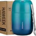 Insulated Soup Thermo 17oz - Stainless Steel Vacuum Lunch Box for Adults, Kids Leakproof Hot Food Container with Handle Folding Spoon (School Office Outdoor) (17oz-Gradient Dark Green)