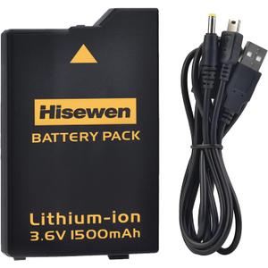 Hisewen PSP 3001 Battery with PSP Charger Cable for Sony PSP 3000 / PSP Slim 2000 PSP-S110,PSP-3001, PSP-3000, PSP-3002, PSP-3004, PSP-2001, PSP Slim Console