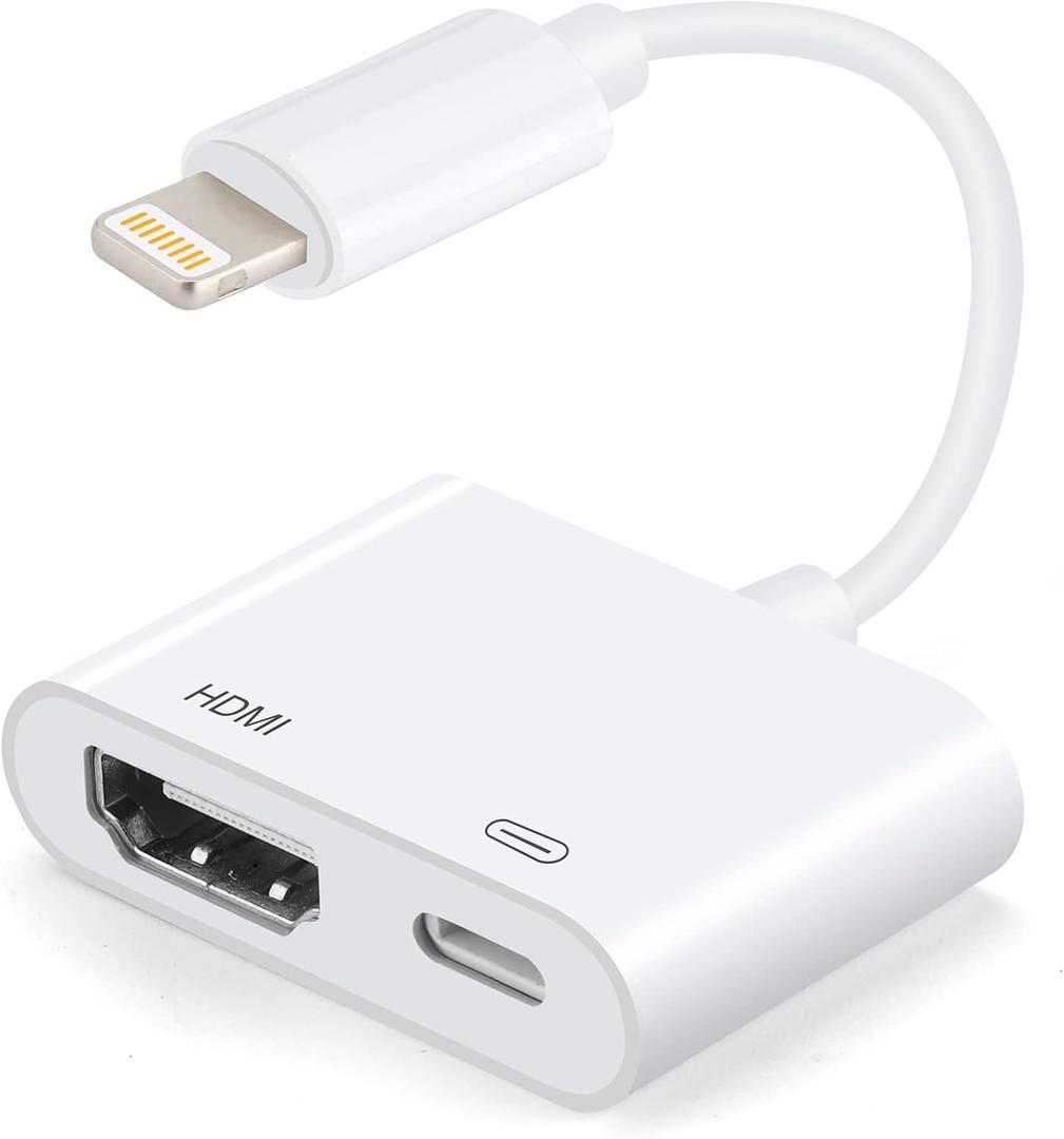 [Apple MFi Certified] Lightning to HDMI Adapters with Digital AV 1080P Video & Audio Sync Screen Converter, Compatible with iPhone 14 Pro Max/13/12/X /8Plus / iPad/iPod-White