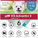 K9 Advantix II Medium Dog Vet-Recommended Flea, Tick & Mosquito Treatment & Prevention | Dogs 11-20 lbs. | 6-Mo Supply