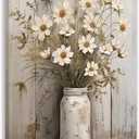 IAFWZX Wrapped Canvas Vintage White Daisy Farmhouse Wall Art 12x16 in