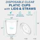 Homestockplus 25 Pack 12 oz Clear Plastic Cups with Lids and Straws, Leak-Proof Iced Coffee Cups BPA-Free Disposable To-Go Cups for Iced Coffee, Smoothies, Juice, Kids, Daily Use & Small Gatherings
