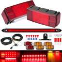 LIMICAR LED Submersible Boat Trailer Light Kit with 25 FT Wiring Harness, Stop Brake Turn Tail Lights, Amber Red Marker Lights and 13.7 Inch Third Brake Light Bar for Truck RV Utility Trailer
