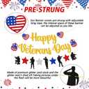 2 x Happy Veterans Day Banner Thank You Veterans Theme Party Decorations America Patriotic Military Army Soldier Heroes Theme Veterans Day Party Supplies Glitter Gold
