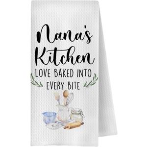 2 x ChenCraty Nana Baking Kitchen Towels, for Nana Grandma Dish Tea Towels for Kitchen Bakery Decor, Grandma Birthday Gifts from Grandkids Decorative Hand Towels, 16x24 Inch
