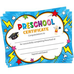 3 x JAPBOR Preschool Graduation Certificates for Kids - 30PCS Preschool Diploma Certificate Paper, Kindergarten Awards Diploma of Achievement for Printing, End of Year Student Reward Gifts School Supplies