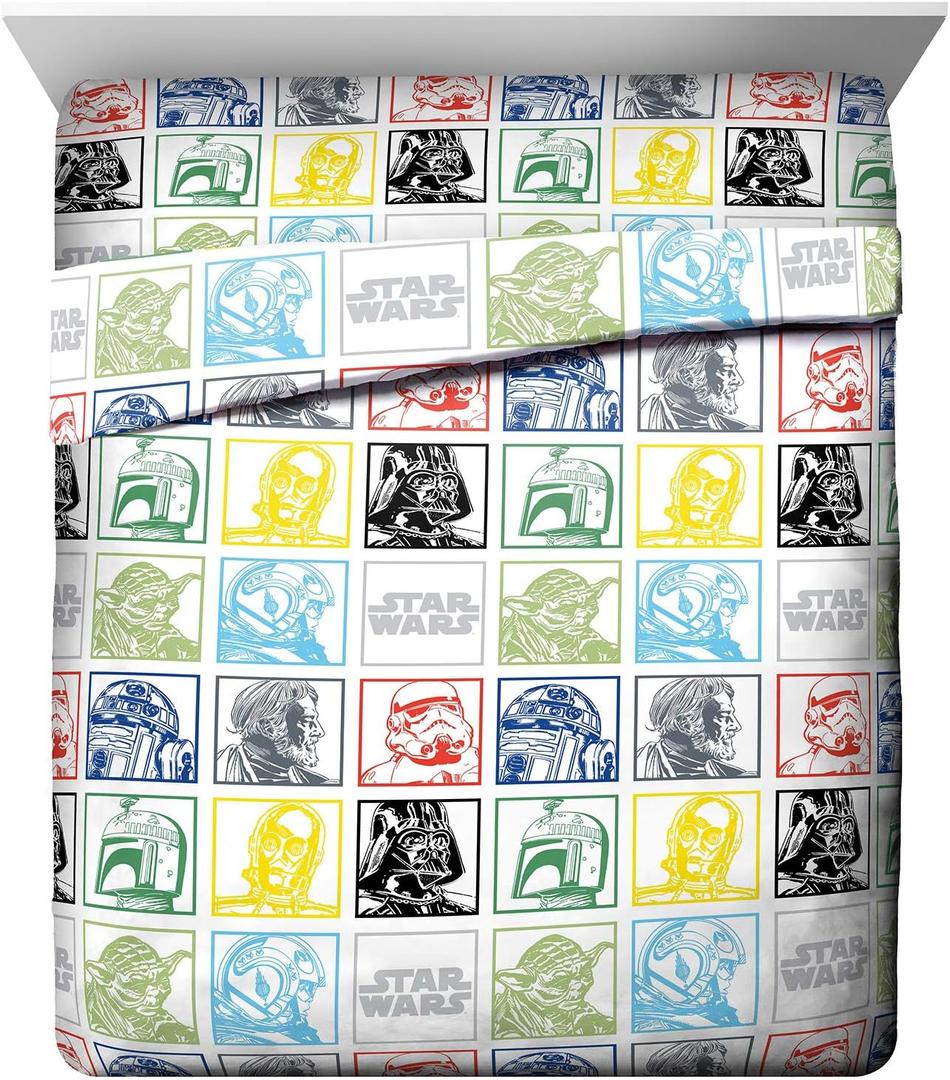 Jay Franco Kids Sheet Set with Fitted, Flat Sheets & Pillow Cover - Ultra-Soft Bedding with Pillowcase for Room Decor, Multi - Star Wars, 3 Piece Twin