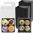 150 Pack Charcuterie Boxes with Clear Secure Lids, 5.3x4.9x2.5 Inches Black Square Disposable Food Containers Cookies Boxes for Sandwich, Pastry, Dessert