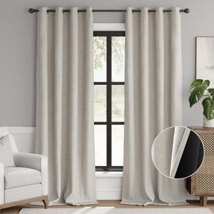 jinchan 90% Blackout Curtain 96 Inch Length, Faux Linen Curtain for Living Room, Thermal Insulated Room Darkening Grommet Top Window Drape, 1 Panel Curtain for Bedroom Bone jinchan 90% Blackout Curtain 96 Inch Length, Faux Linen Curtain for Living Room, Thermal Insulated Room Darkening Grommet Top Window Drape, 1 Panel Curtain for Bedroom Bone