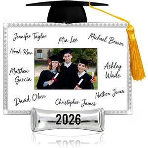 JUSTOTRY Class of 2026 Graduation Picture Frame - Silver Metal Graduation Gifts for High School College, Signature Frame for 4x6 Photo, Graduation Guest Book Alternative, Senior 2026 Graduation Party Decorations & Keepsake