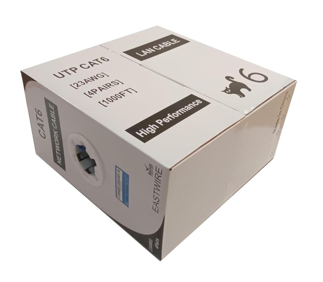 10 Colors to Choose from-Red Jacket1000ft Pull Box Category Cable, LAN Cable, Network Cable, CAT6 Solid Bulk Ethernet Cable, 23AWG 4 Pair, Unshielded Twisted Pair (UTP),DSX-8000 Certified,550MHz