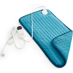 Heating Pads for Back Pain Relief - JKMAX XL Electric Heat Pad for Back with 10 Heat Settings 6 Level Timer Auto Shut Off Machine Washable -Heated Pad (12"x24" Dark Blue)