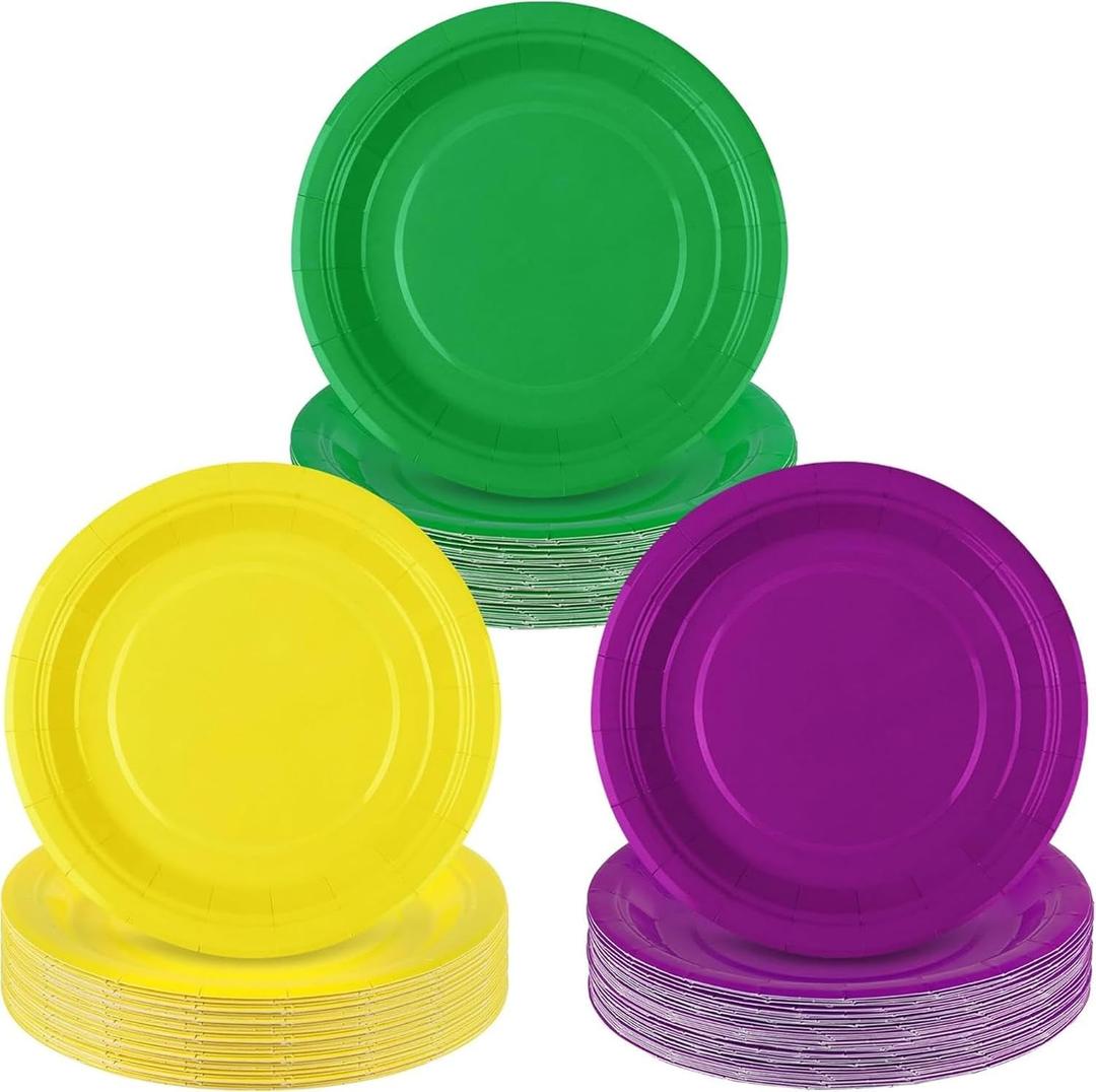 Norme 170 Pcs Summer Disposable Paper Plates 6/7/9 Inch Colorful Dessert Plates Tableware for Dinner Summer Home Weddings Birthday Party Supplies