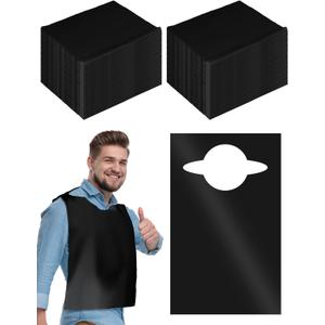 Retisee 200 Packs Plastic Disposable Bibs for Adults 14 x 24 Inch Black Eating Plastic Bibs for Women Men Elderly