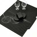 Silicone Dish Drying Mat Set： Non-Slip Drain Pad, Dish Drying Pad,Used for Kitchen Mat，Under Sink Mat Or Drawer Liners；Hanging Large Silicone Mat (17" X 13", Black)