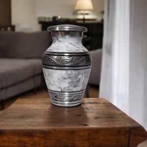 Keepsake for Human Ashes Adult, Burial Token, Decorative Kremembrance, Funeral relic, Marble Finish, Memorial Container (Cosmic White, Keepsake)