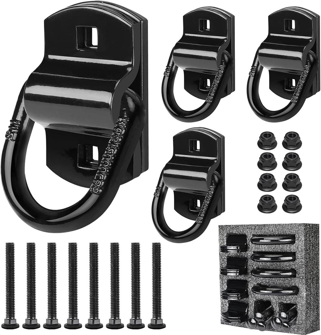 1/2" Heavy Duty Bolt-On Forged D Ring Tie-Down Anchors, 12000 lbs High Strength Capacity Trailers Trucks Bed Tie Downs Anchors for RV Trailer Truck Cargo Tie Downs, with Locking Bolts & Nuts