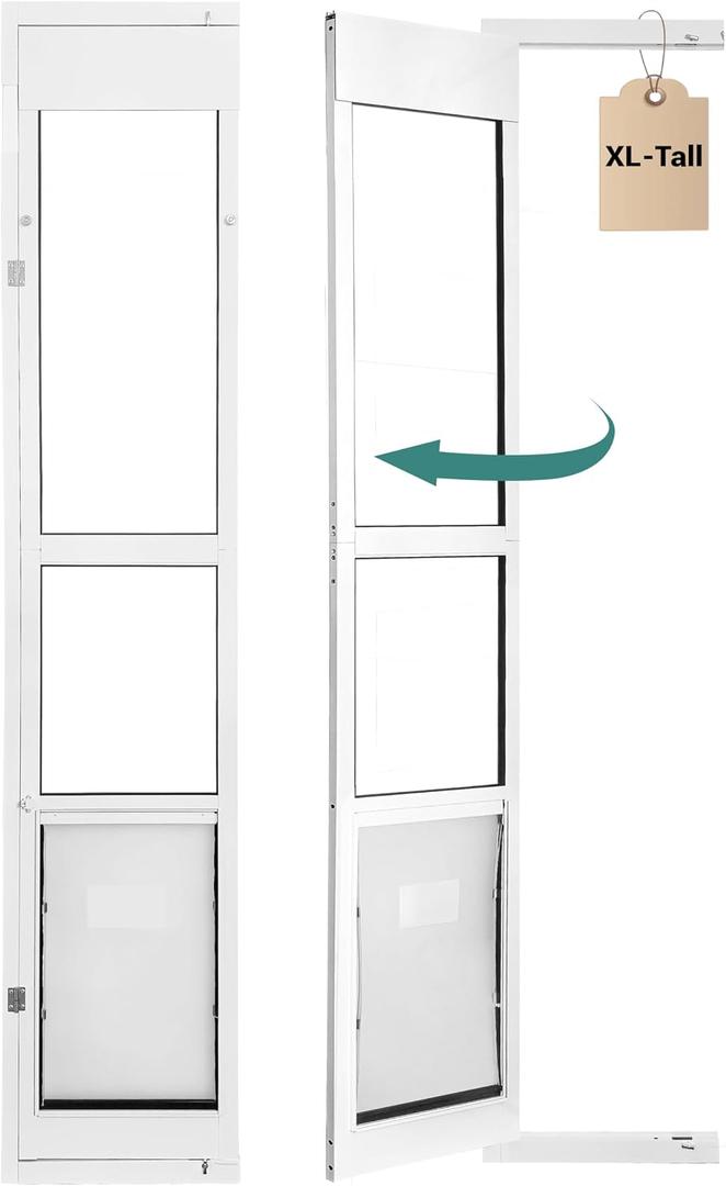 96" Extra Large Dog Door for Sliding Glass Door - XL Doggy Door for Sliding Door Dog Door Insert - Left Open from Inside