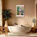 JPDSIIPXZ Funny Cat Bathroom Canvas Wall Art Colorful Tabby Cat on Toilet Picture Wall Decor Animals Reading Newspapers Painting Canvas Prints Dopamine Botanical Poster Artwork for Bathroom Restroom