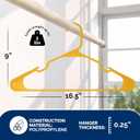 Plastic Hangers 50 Pack, Strong Space Saving Clothes Hanger, Made in USA, Perfect Shirt or Coat Plastic Hanger, with Shoulder Grooves, Scoreboard Yellow, Notched