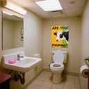 3 x Funny Cow Are You Pooping Sign House Decoration Tin Sign for Bathroom Restroom 8x16 Inch Metal Signs