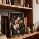 Framed Vintage Dark Floral Wall Art Moody Flower Picture Wall Decor Retro Antique Still Life Painting Print Artwork for Bedroom Bathroom Home Decoration 8x10in