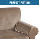 H.VERSAILTEX Stretch Velvet Sofa Covers for 3 Cushion Couch Covers Furniture Protector Soft with Non Slip Elastic Bottom, Crafted from Thick Comfy Rich Velour (Large Sofa 90"-97", Camel)