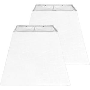 White Lamp Shades Set of 2, 8''x8''Top, 13''x13''Bottom 10'' Height, Square Lampshades Replacement Lamp Shades Natural Linen Hand Crafted for Table Lamps Floor Lamps Pendent Light, Assembly Required