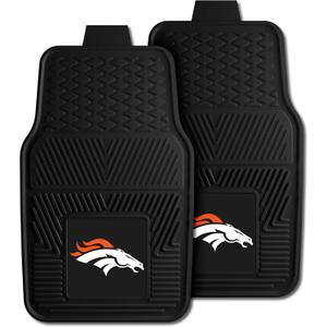 FANMATS 8768 NFL - Denver Broncos 2-pc Vinyl Car Mat Set for Front Seats | Black | 17"x27" | Bronco Head Primary Logo