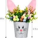 KC&KST 2 Pcs Easter Decorations Indoor Artificial Flower with Bunny Ear, Lighted Bunny Desk Decor with Color Eggs, Perfect Table Decorations for Home & Spring Party Centerpieces(Easter Bunny Flower)