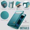 Wallet for Women Men RFID Blocking Card Holders and Money Slots, PU Leather Front Pocket Minimalist Slim Wallets Gift for Mens, Bluish Green