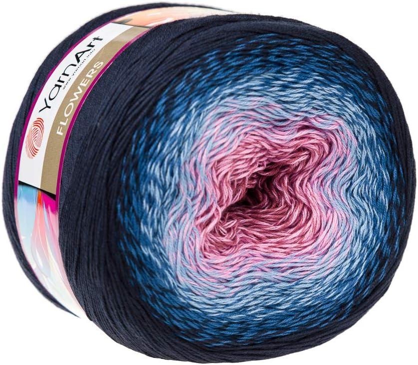 Yarn Art YarnArt Flowers Yarn 55% Cotton 45% Acrylic 250gr 1094yds Multicolor Cotton Yarn Rainbow Crochet Yarn Spring Summer - 1 Fine Sport Skein (273)
