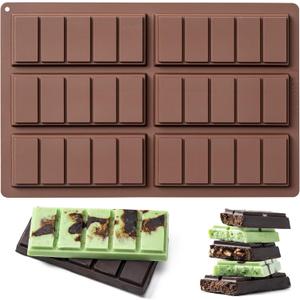 Husfunov Chocolate Bar Mold,Non-Stick Chocolate Molds, 100% Food Grade Silicone Deep Mold for Dubai Pistachio Rod, Candy, Snacks,Knafeh Pistachio Rod and More(5 Snap)