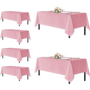 sancua Rectangle Tablecloths for 8 Foot Tables, 6 Pack - Washable Polyester Fabric Table Cloth for Wedding Party, Birthday, Banquet Reception, 60x120 Inch, Pink