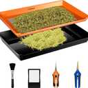 VIVOSUN Heavy Duty 2-in-1 Trimming Tray for Herbals Collecting, Dry Sift Screen Set with 150 Micron Fine Mesh Screen and 2 Trimming Scissors, Orange