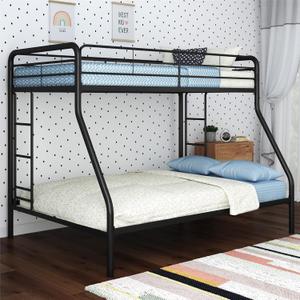 DHP Dusty Metal Bunk Bed with Secured Ladders, Twin/Full, Black