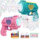 Eaglestone Bubble Guns for Toddlers 2 Packs, LED Light Automatic Bubble Machine Gun for Kids 4-8, Bubble Toys with Bubble Solution,Concentrate, Bubble Blaster Party Favor, Summer Outdoor Toys Gift (Green,pink)