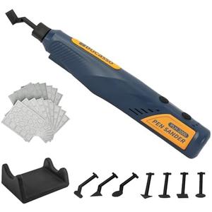 Bucasso Cordless Pen Sander, 5-Speed and USB Charging with LED Light, Multi-Purpose Power Tool, Mini Power Sander for Sanding, Polishing, Finishing, DIY Crafts