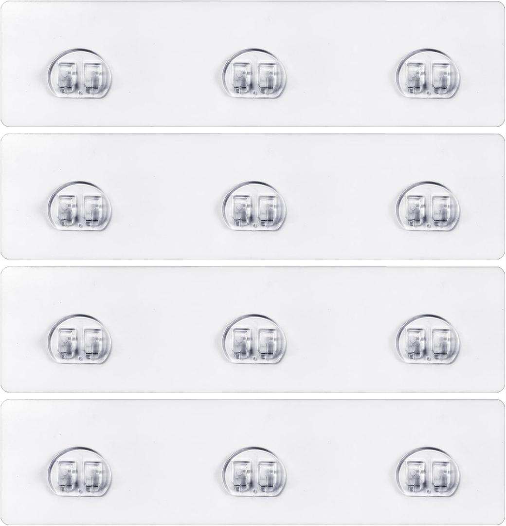 4-Pack Shower Caddy Adhesive Replacement, Transparent Adhesive Hooks Stickers, Strong Hook Strip for Shower Caddy Basket Shelf, Soap Holder, Bathroom Storage Racks and Kitchen Racks