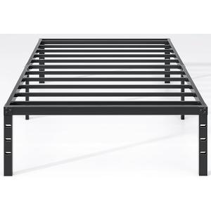 Metal Bed Frame, Twin Size Bed Frame with Storage Space, Heavy Duty Sturdy Mattress Foundation, Easy Assembly, No Box Spring Needed, Black, 14 Inch, Twin