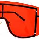 Kepoita Fashion Oversized Sunglasses for Women Flat Top Futuristic Shield Large Cover Visor Eyeglasses One Piece Design